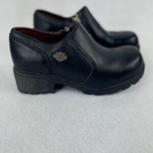 Womens Harley Davidson Alternator Size 6 Black Booties Black Leather Clogs